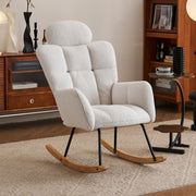 055 Rocking Chair, Tufted Upholstered Seat, White