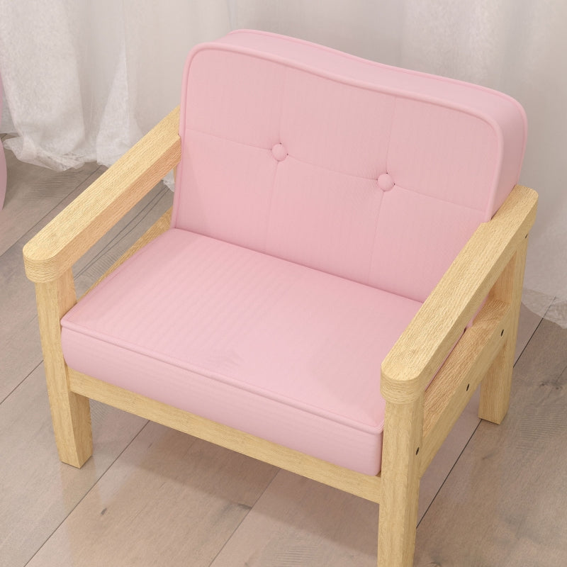 Children's Armchair Sofa Upholstered Wooden Frame for 3-8 Years Corduroy Pink