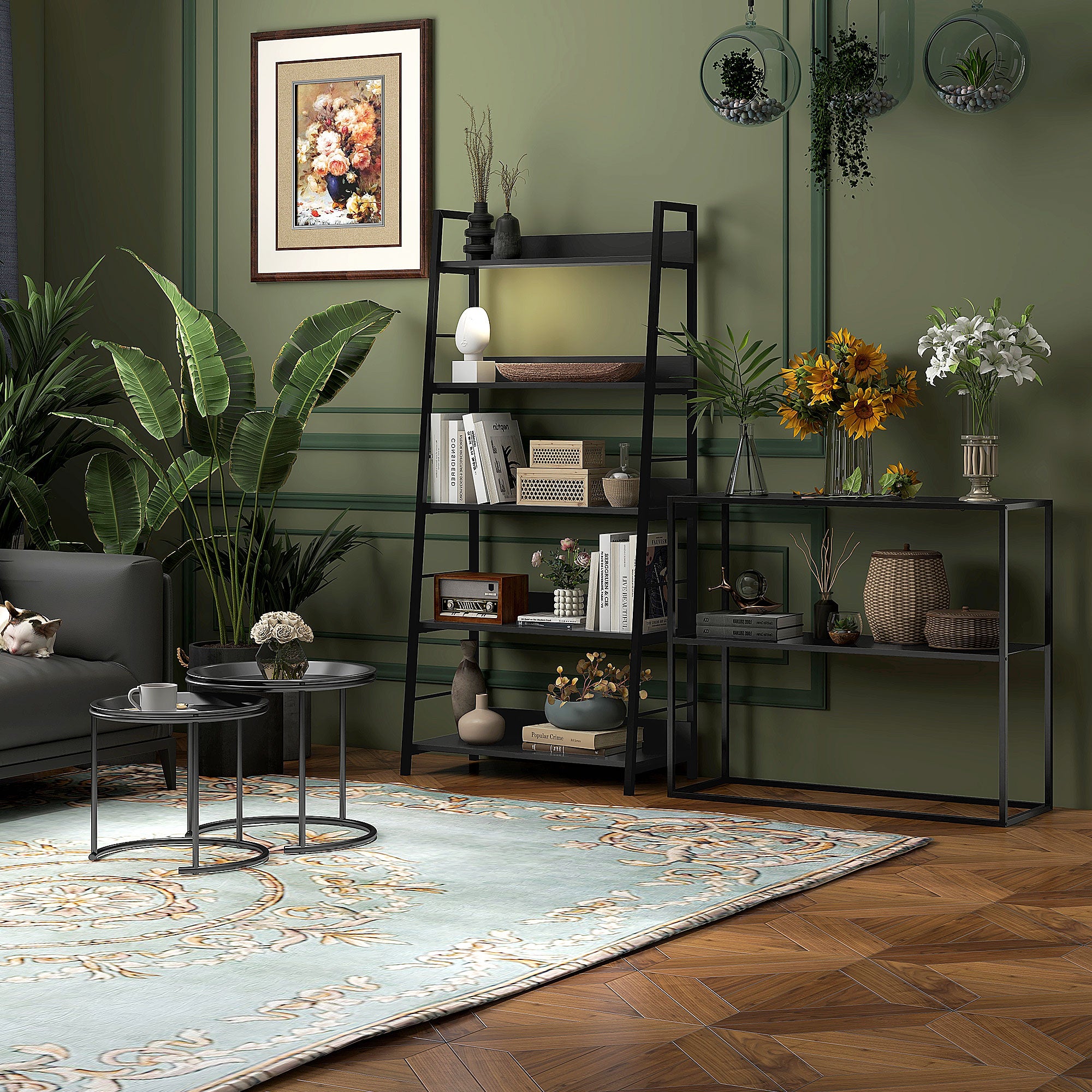 Console Table, 2 Levels, Anti-Tip Device, Steel