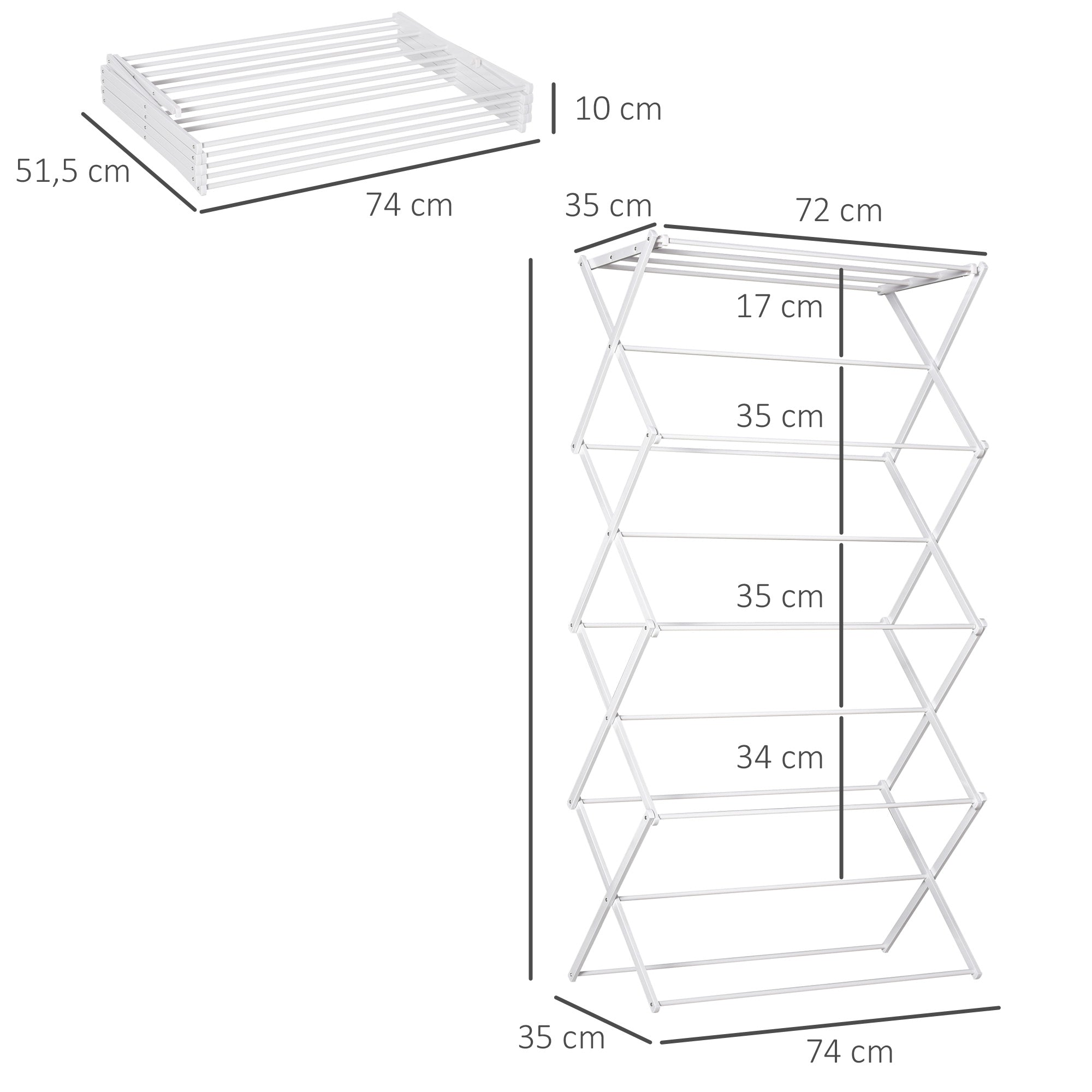 Foldable Clothes Airer, 8-Tier Tower Dryer, Metal Plastic White