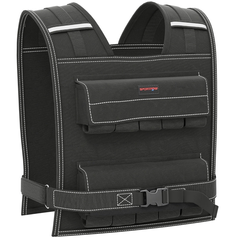 Adjustable Weighted Vest, 20KG with 30 Metal Weights and Reflective Strips