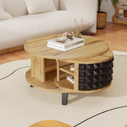 Coffee Table Rotating Side Table with Hidden Storage