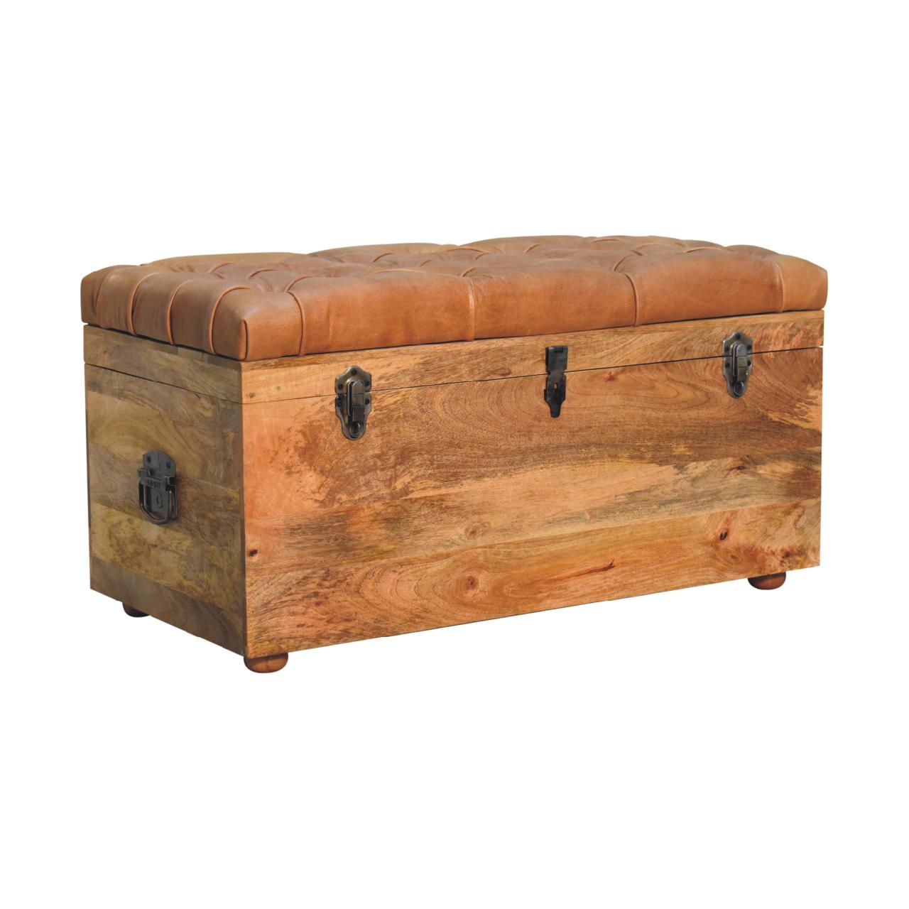 Buffalo Hide Storage Trunk, Oak-ish