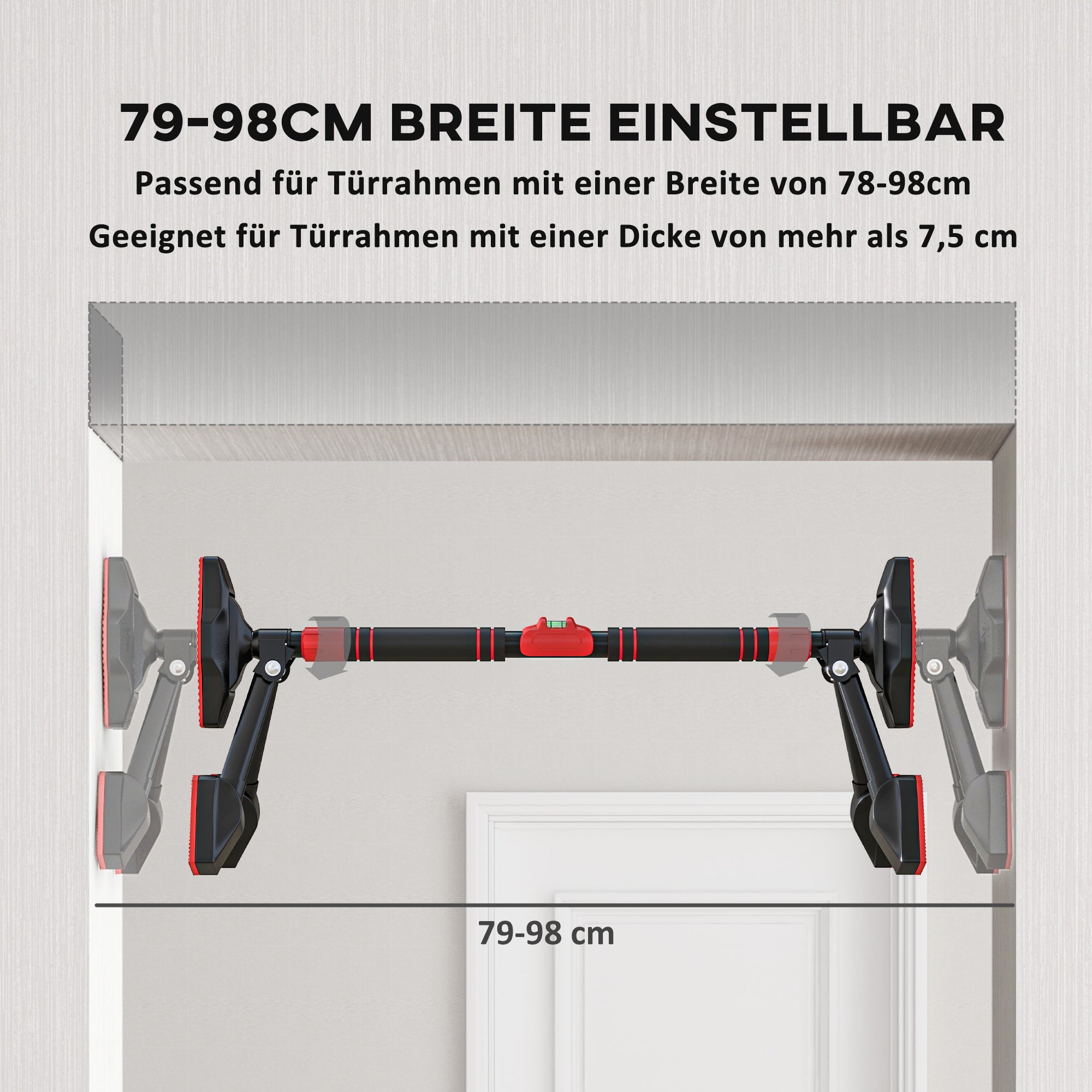 SPORTNOW pull-up bar adjustable for door frames, 225 kg load, black