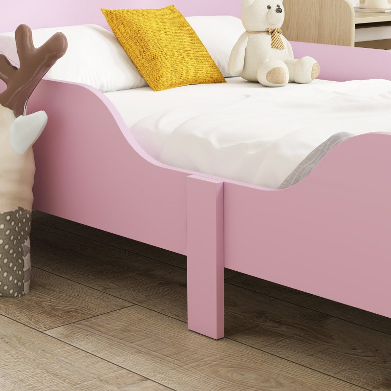 Children's Bed Frame, Single with Safety Rail, MDF Pink
