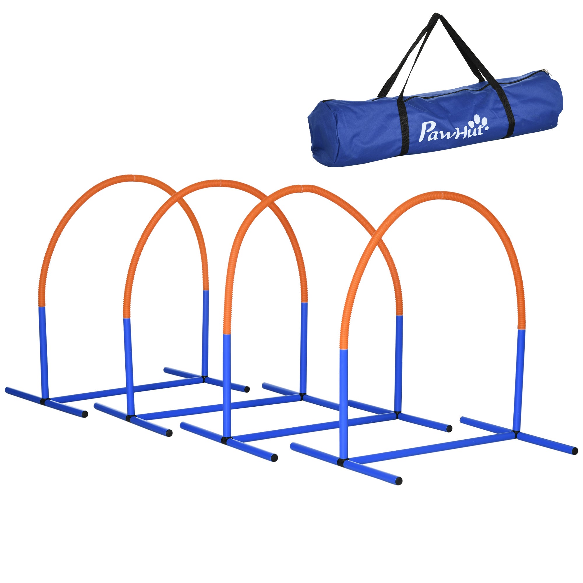 Dog Agility Training Set 4-Piece with Carrying Bag, Blue Orange