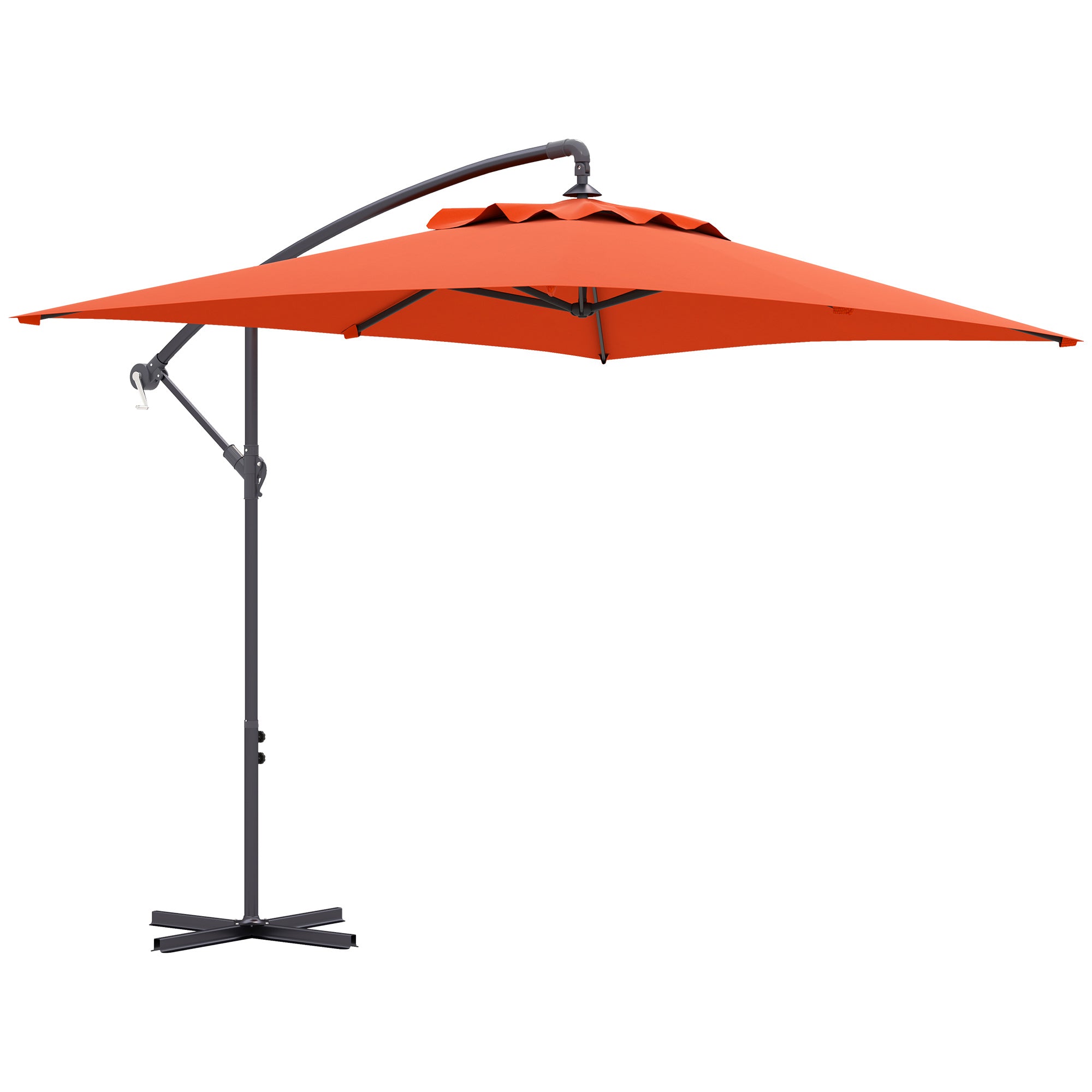 3m Cantilever Overhanging Parasol with Cross Base, Orange