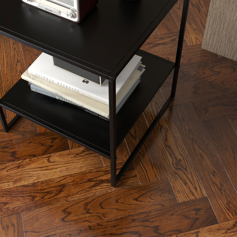 Industrial Side Table, Coffee Bedside Table with 1 Shelf, Black