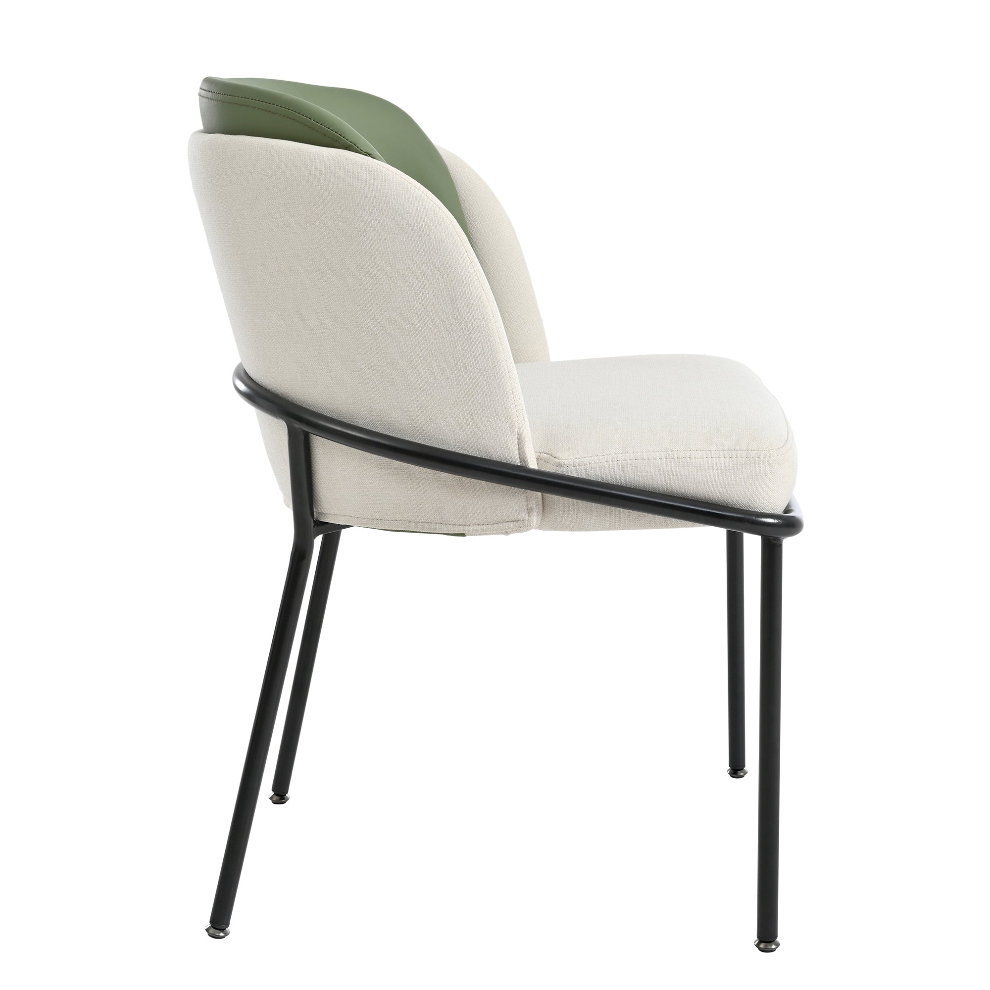 Modern Chairs, 4-Pack Angled Legs Adjustable Feet, Beige+Green PVC Faux Leather