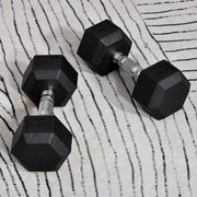 Hexagon Dumbbells Set of 2, 2x10kg Cast Iron, Rubber Coating, Black