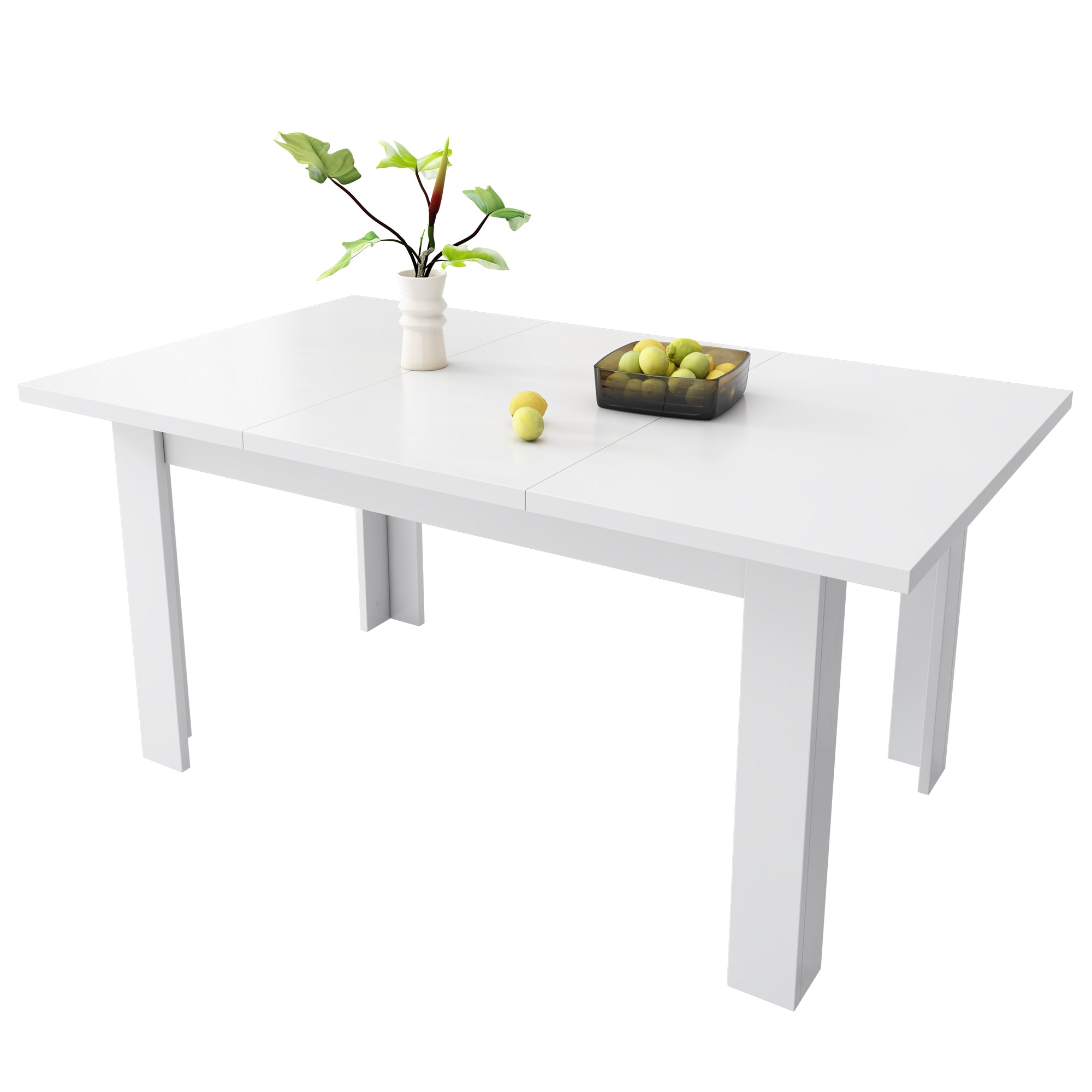 Dining Table 120x70cm Rectangular Storage Space-Saving - White