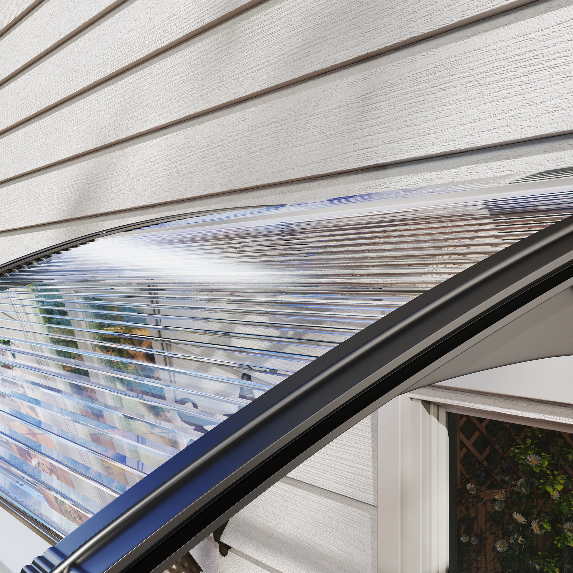 Front Door Canopy Outdoor Awning Rain Shelter, 120 x 75cm, White