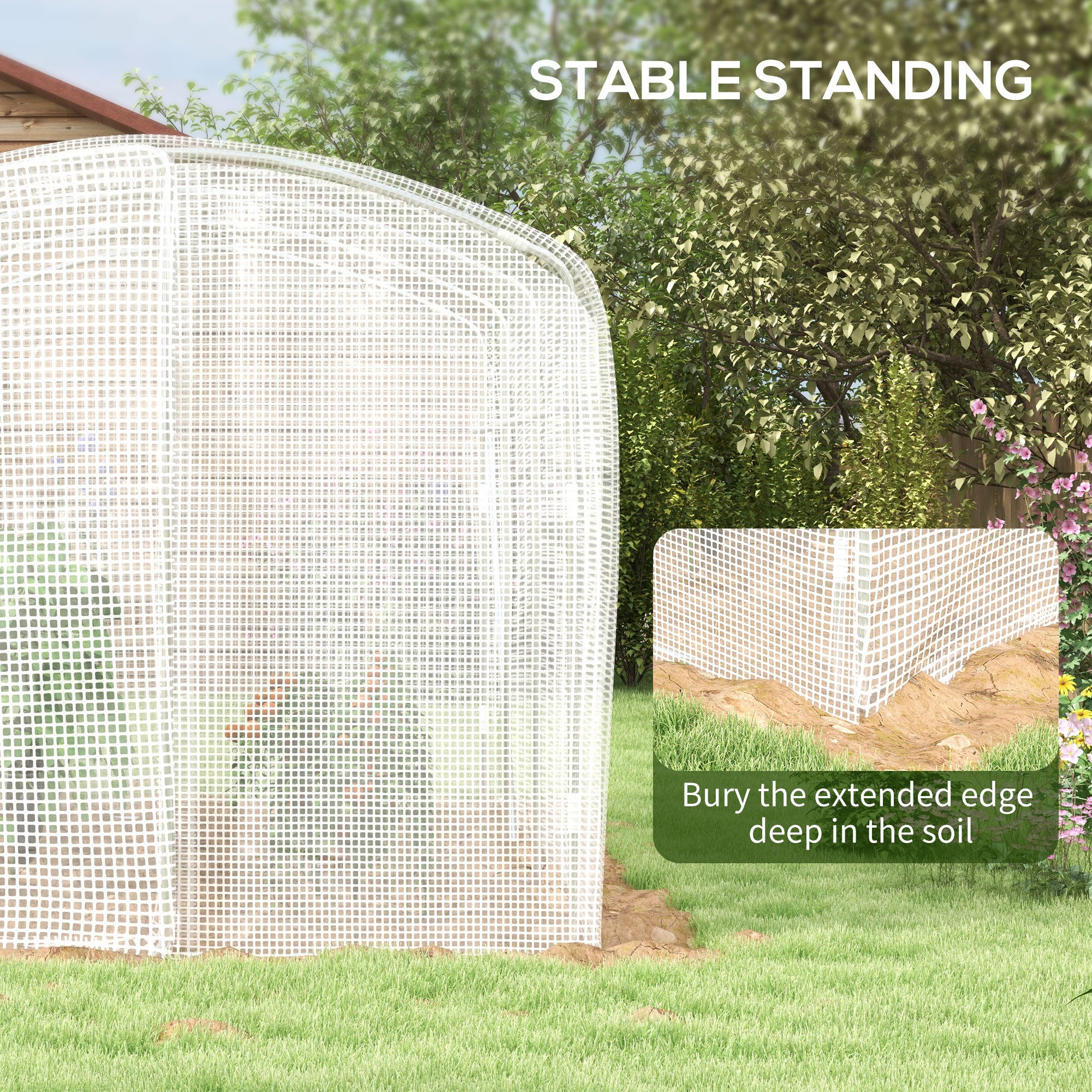 Polytunnel Greenhouse Walk-in Grow House, Door, Galvanised Steel Frame, 2 x 3 x 2m, White