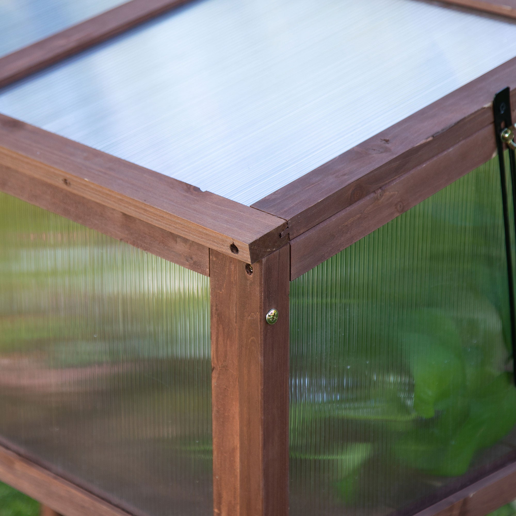 Raised Bed Cold Frame Planter, 90 x 50 x 93 cm, Fir Wood & PC Board, Brown