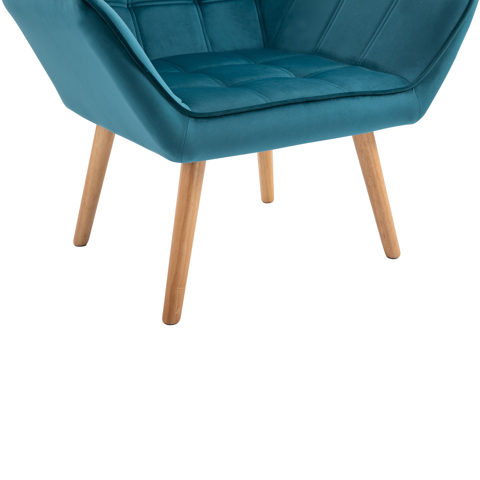 Armchair Wingback Recliner Raised Legs Scandinavian, Light Blue Velvet