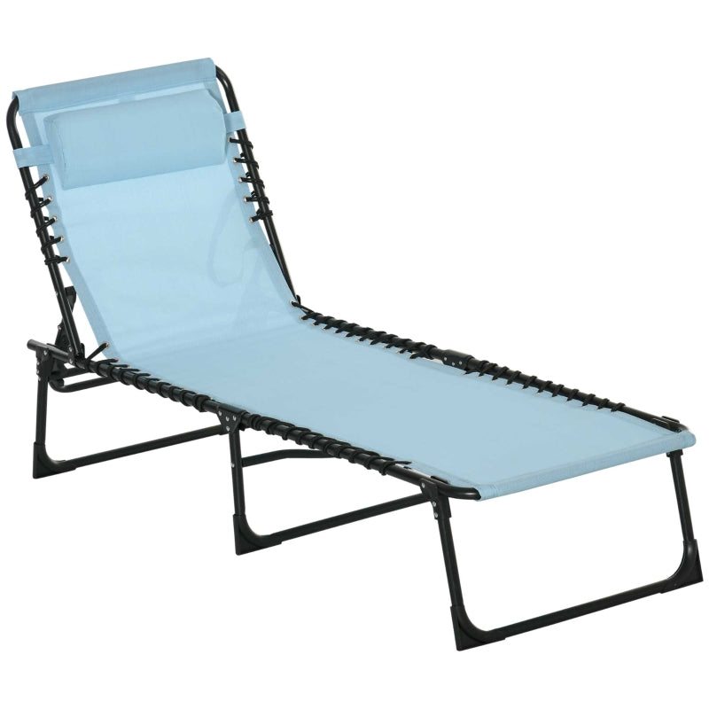 Sun Lounger Foldable Metal Frame Breathable Cover - Teal