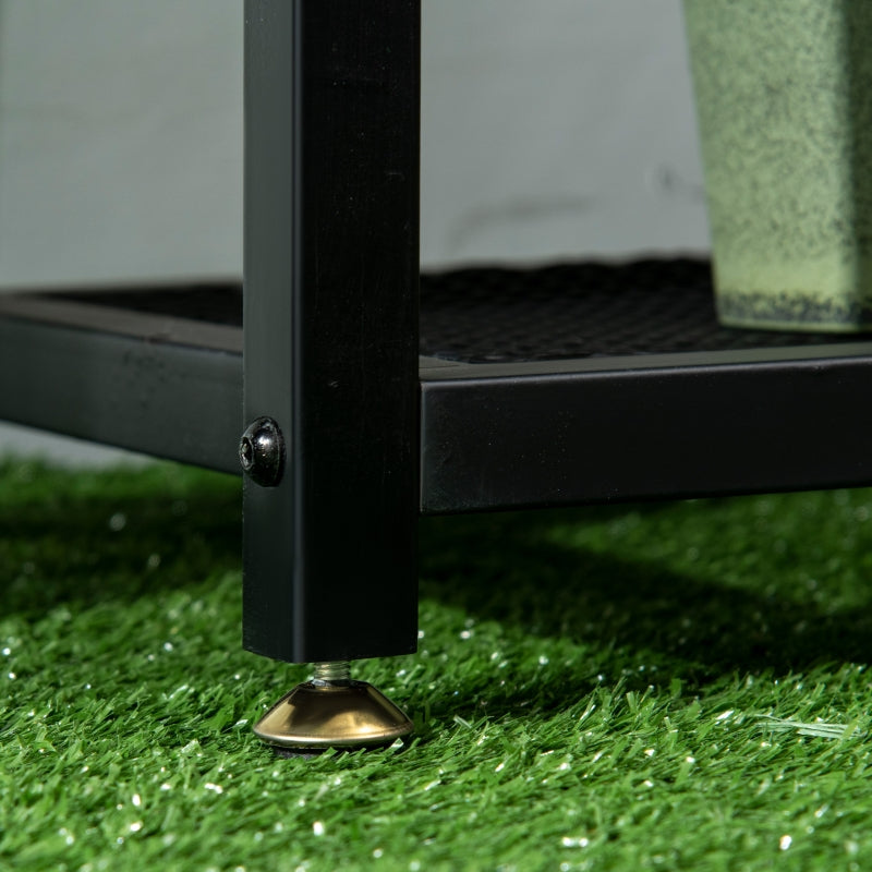 Plant Shelf with 4 Tiers, Multi-Tier Flower Stand, Metal Black