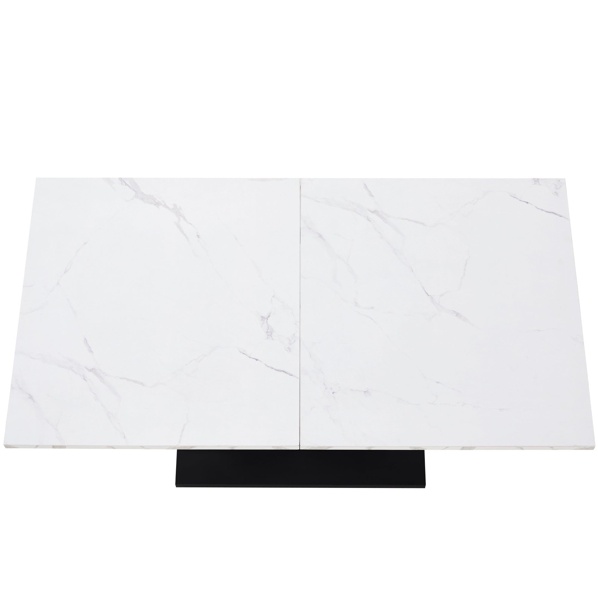Dining Table 140x75.5cm Rectangular Marble Pattern Metal Frame Adjustable Legs - White/Black