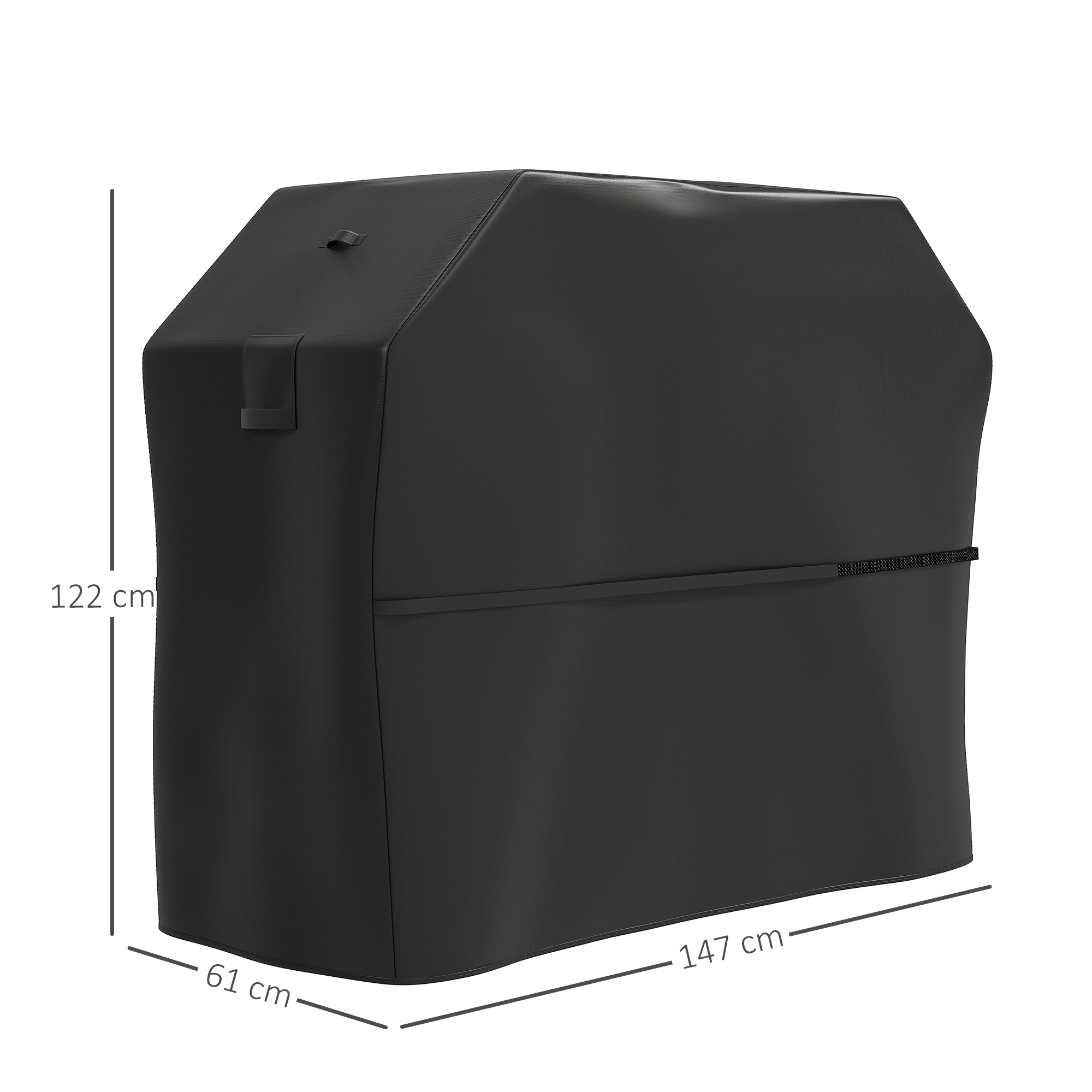 BBQ Cover Rectangular Gas Grill Waterproof Rip-Proof with Vents, 600D Oxford Fabric Black