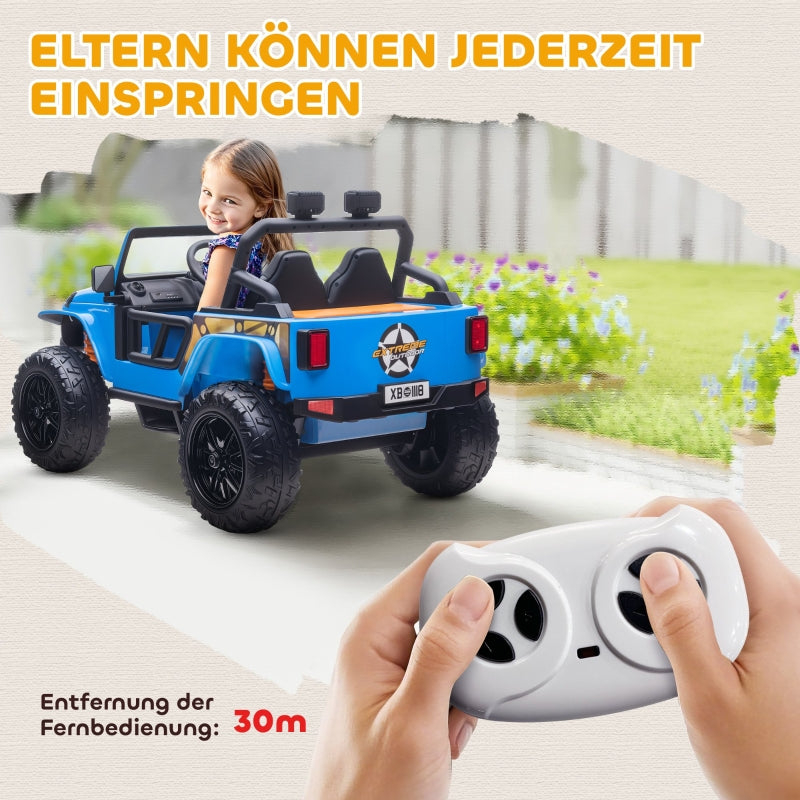 Electric Ride-on Car with Parent-Child Seat and 12V Battery, Blue