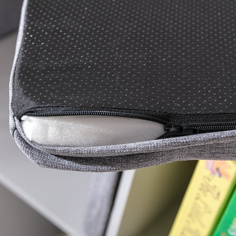 Children's Shelf Bookcase, Stool Bench 6 Compartments Toy Box, Grey