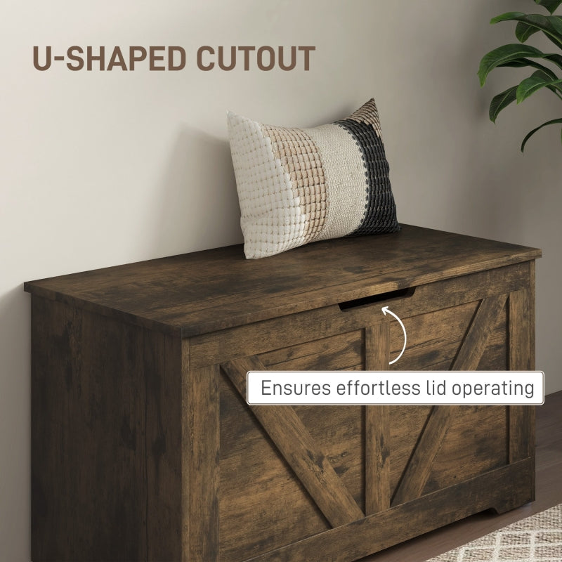 Home Storage Box 100L Safety Hinges Rustic Brown