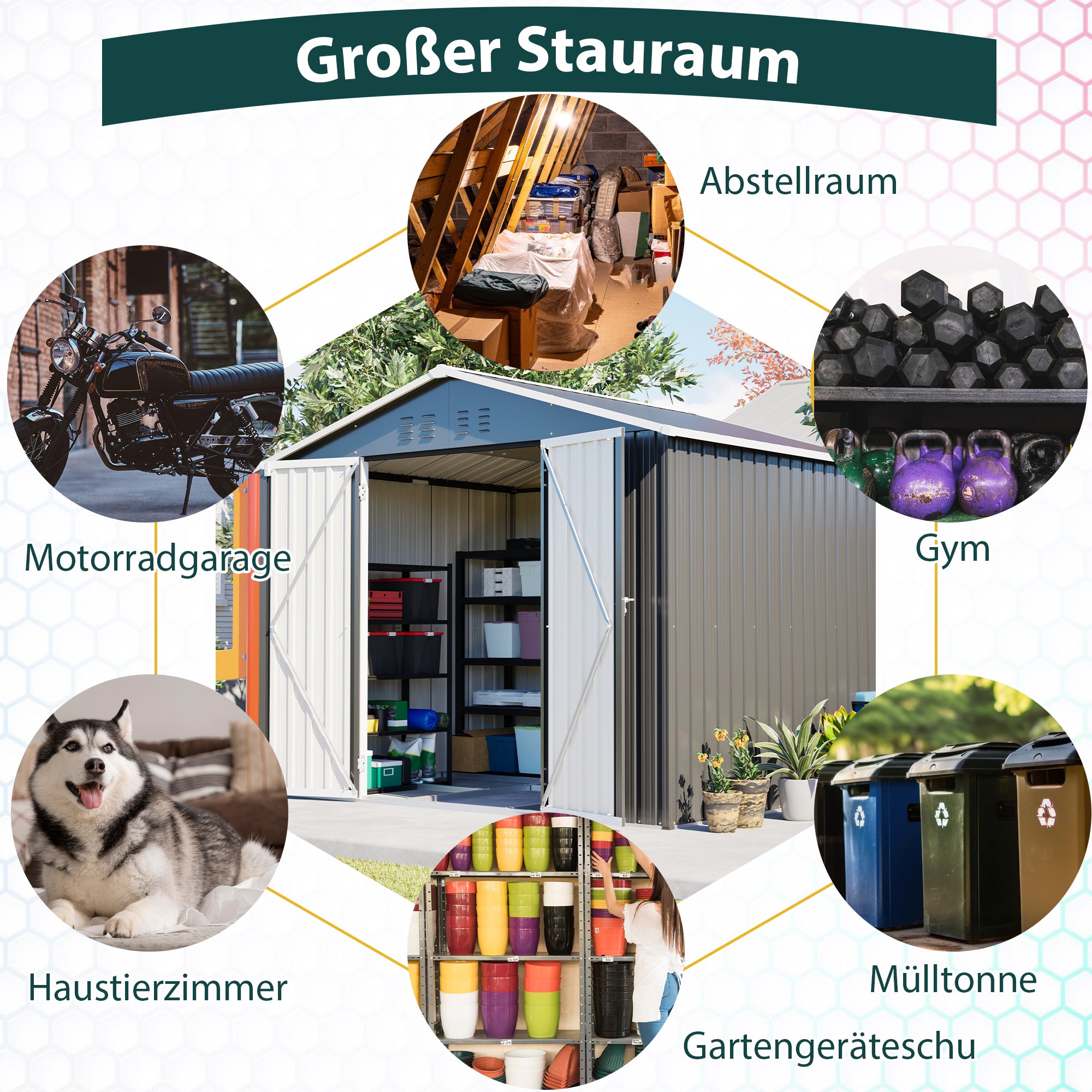 Garden Shed/Tool Shed 240x192.3x191 cm Sliding Door Lockable Metal