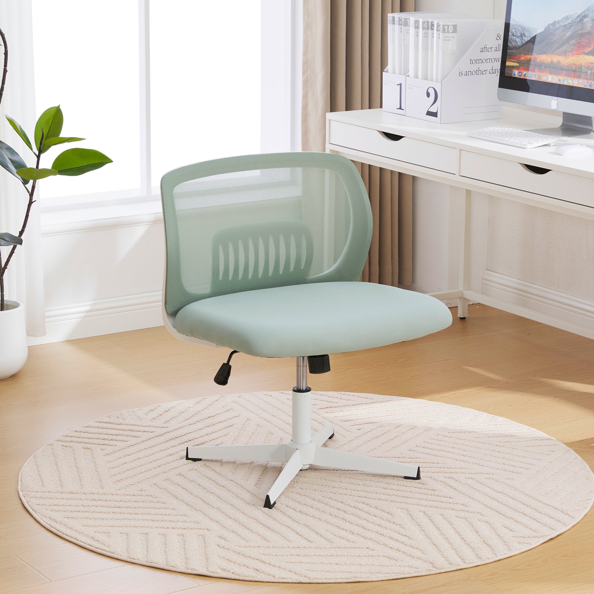 Armless office chairs, reading chairs with wide upholstery, rocking, height adjustable, 360° rotatable