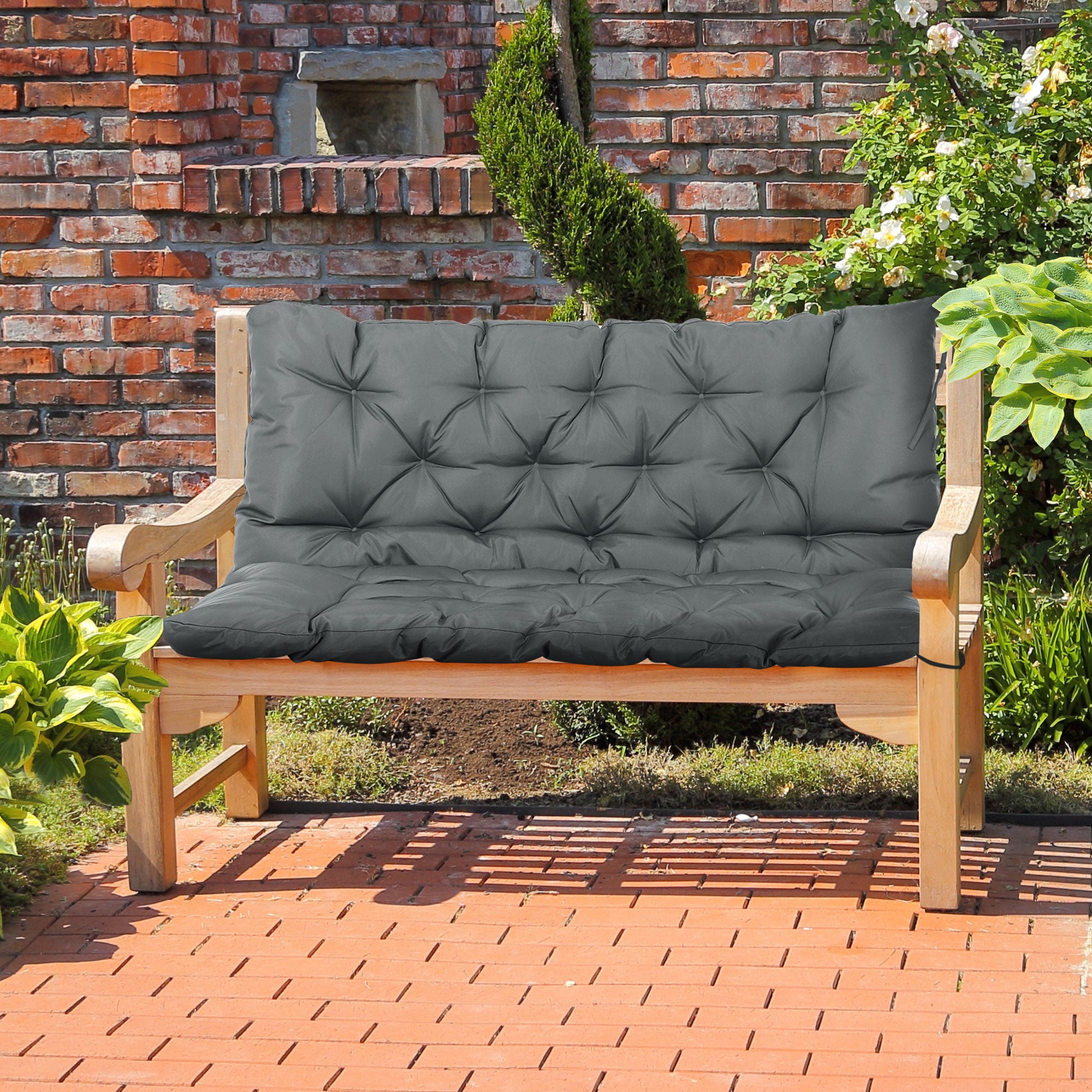 Garden Bench Cushion 2 Seater Swing Chair Seat Pad 110 x 120 cm Dark Grey