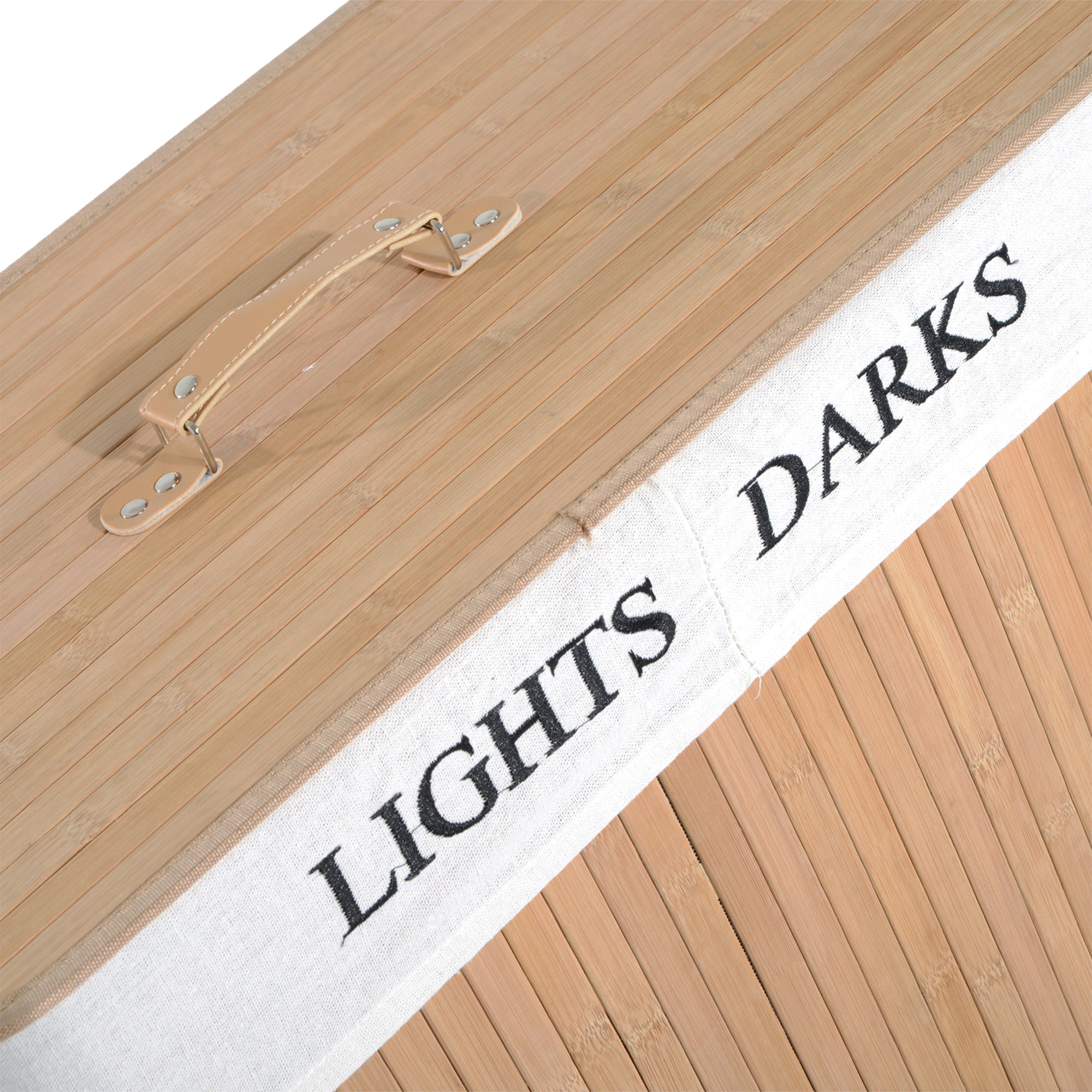 Laundry Basket 100L, Box with Lid, Bamboo Natural