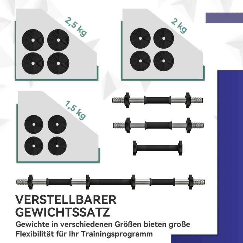 2-in-1 Dumbbell Set, Barbell & Dumbbell 25 kg Non-Slip Floor-Friendly, Black/Green