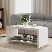 Curved Two-Tier Coffee Table, High Gloss White