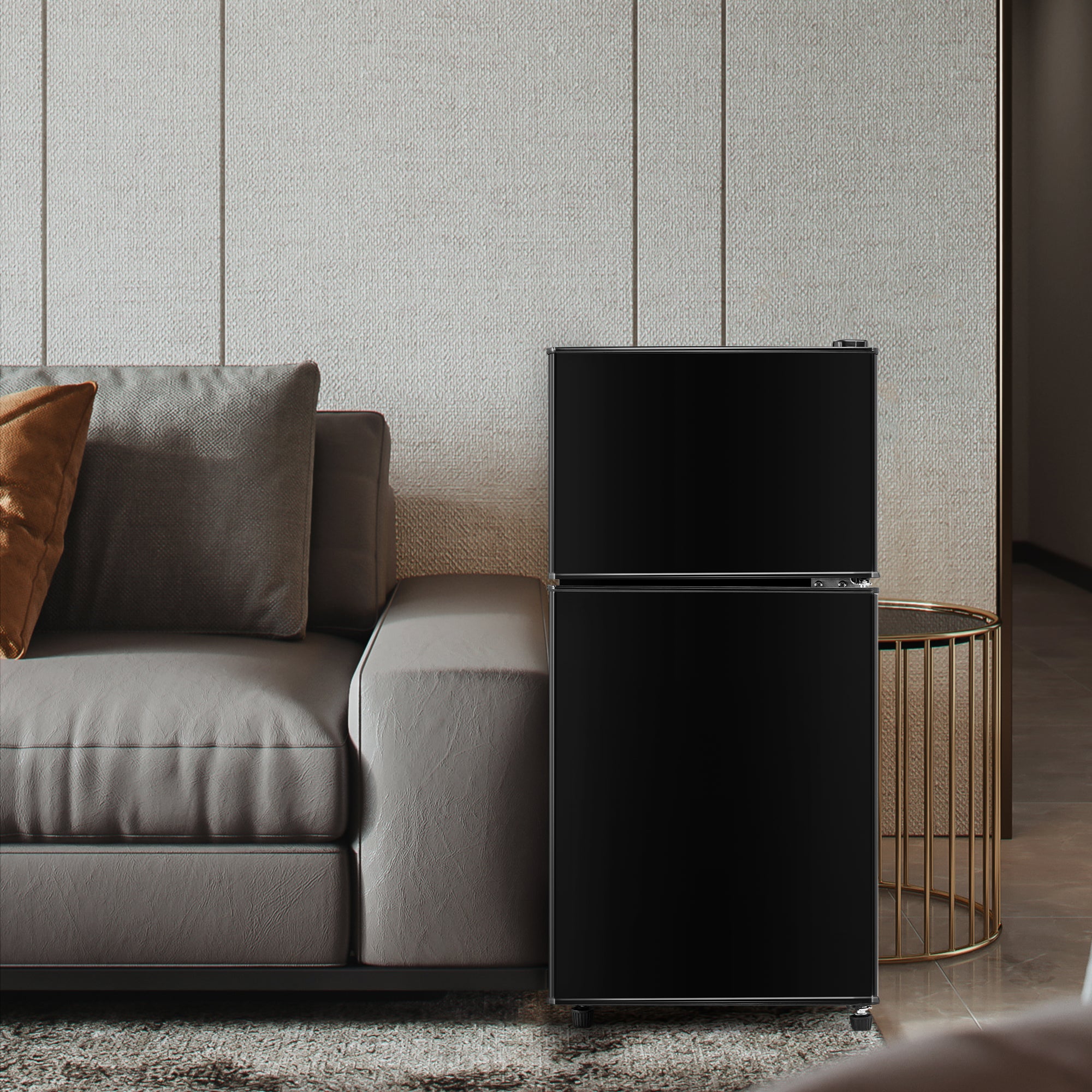 Fridge-freezer Double Door 60L Total Capacity, 86.8cm High, Premium Black