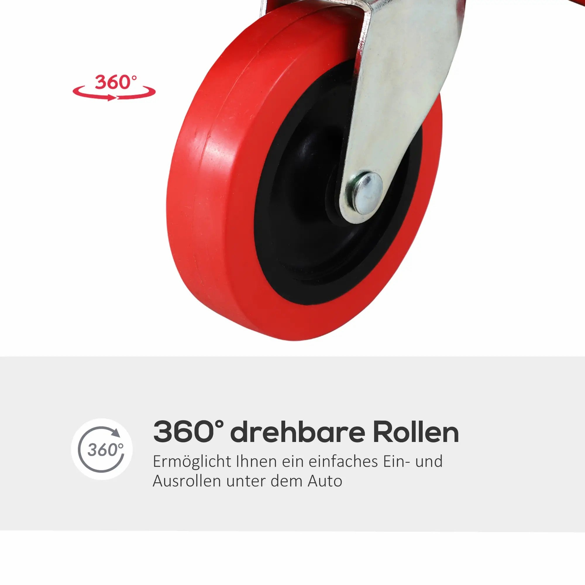 DURHAND Car Rolling Board Workshop Bed, 6 Wheels, 120 kg Load Capacity, Red