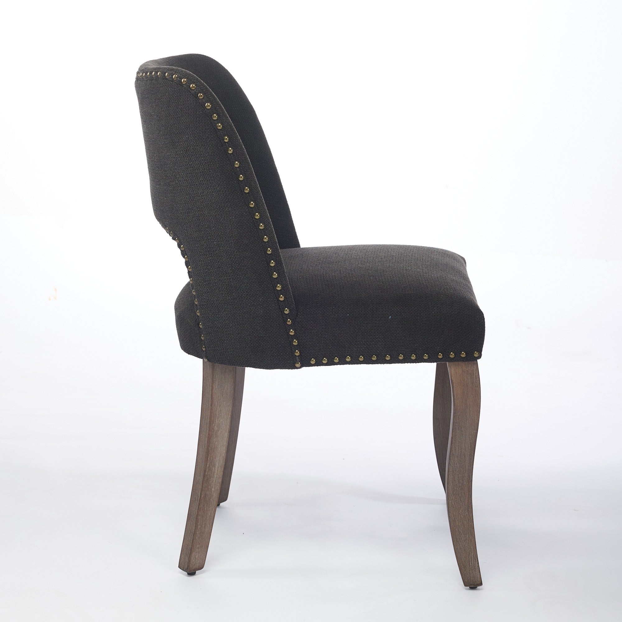 Wooden Dining Chairs Set of 2, Modern Upholstered Farmhouse Kitchen Chair, Black Fabric