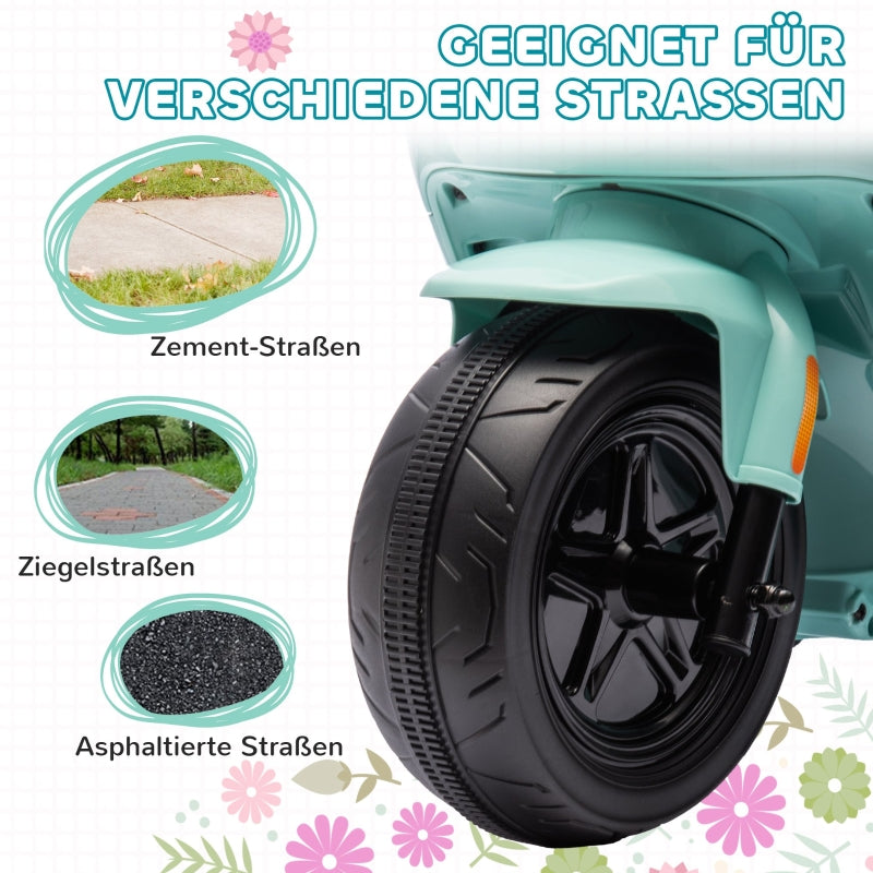 AIYAPLAY Electric Motorcycle for Kids, with Headlight Music and Training Wheels, Green