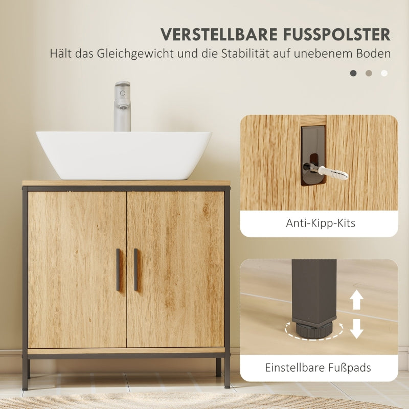 Bathroom Vanity Unit with 2 Doors and Adjustable Shelf, Oak