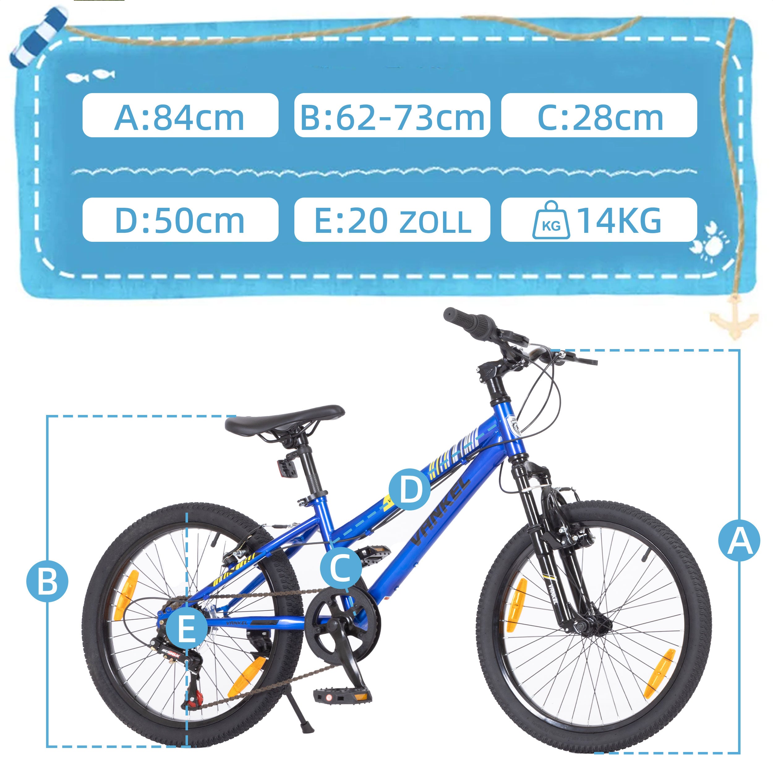 20-inch Children's Mountain Bike with 6-Speed Derailleur and V-Brakes