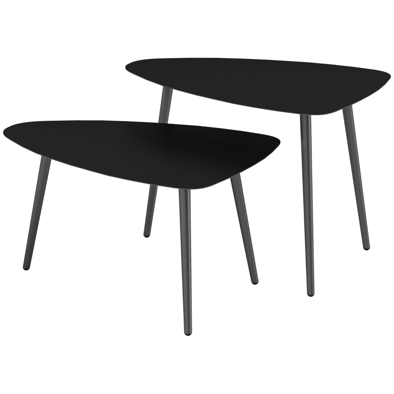 Coffee Table Set of 2, Steel, Black