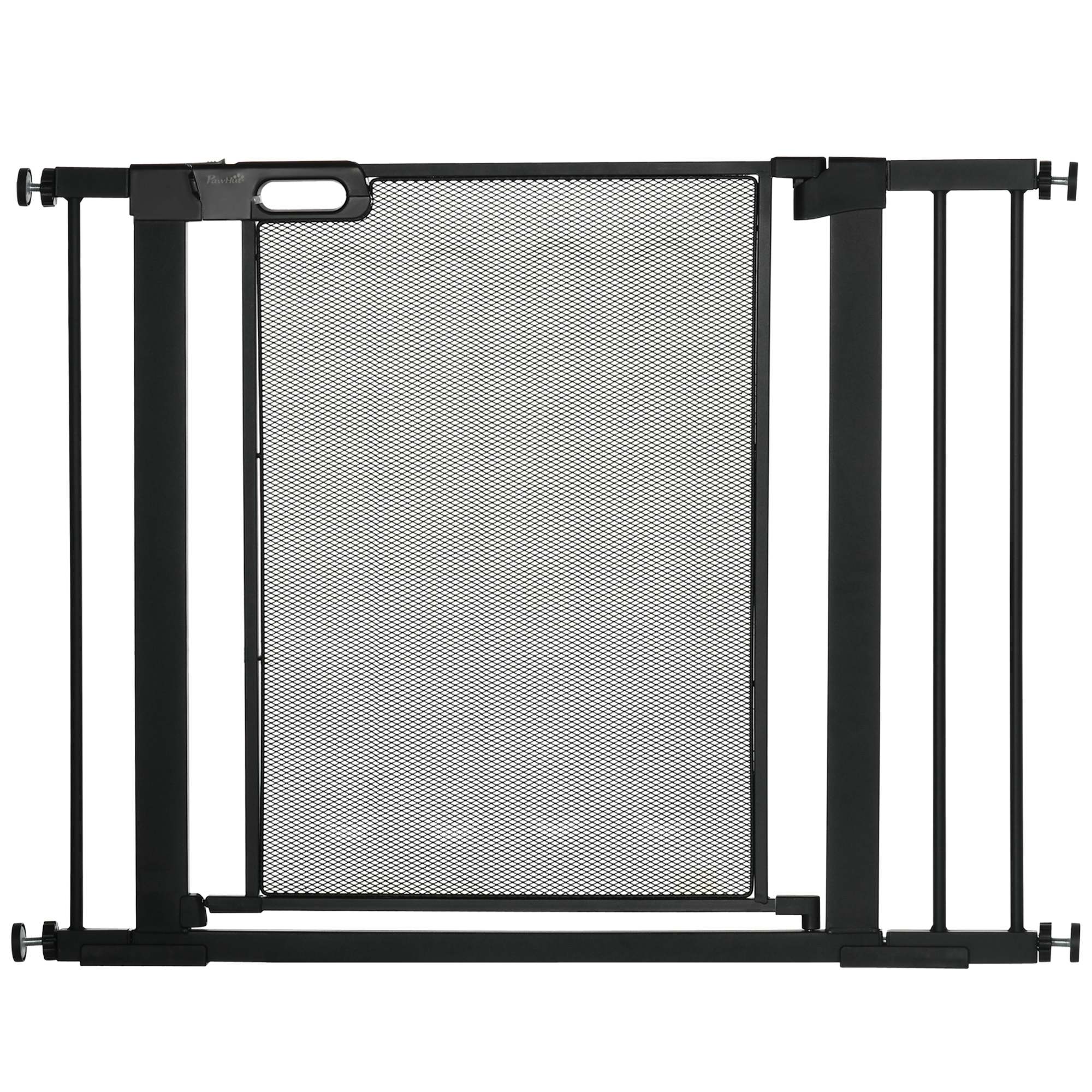 Dog Safety Gate 75-103 cm Auto-Close Stair/Pet Steel, Black