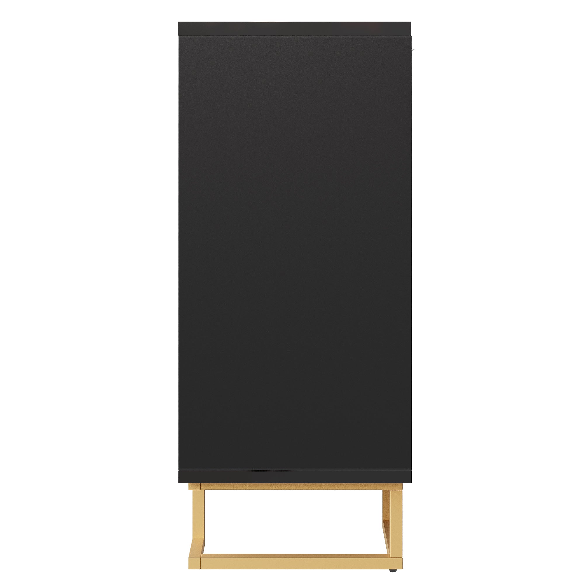 Sideboard with Geometric Design and Gold Accents, 152 x 40 x 75 cm, Black