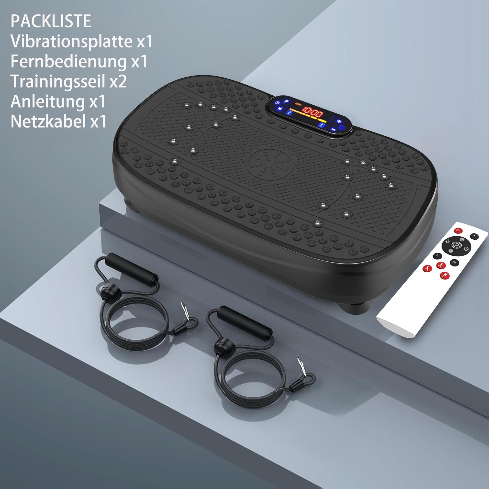 Vibration Plate Training Device with Resistance Bands and Speed Control, Whole Body Fitness Platform