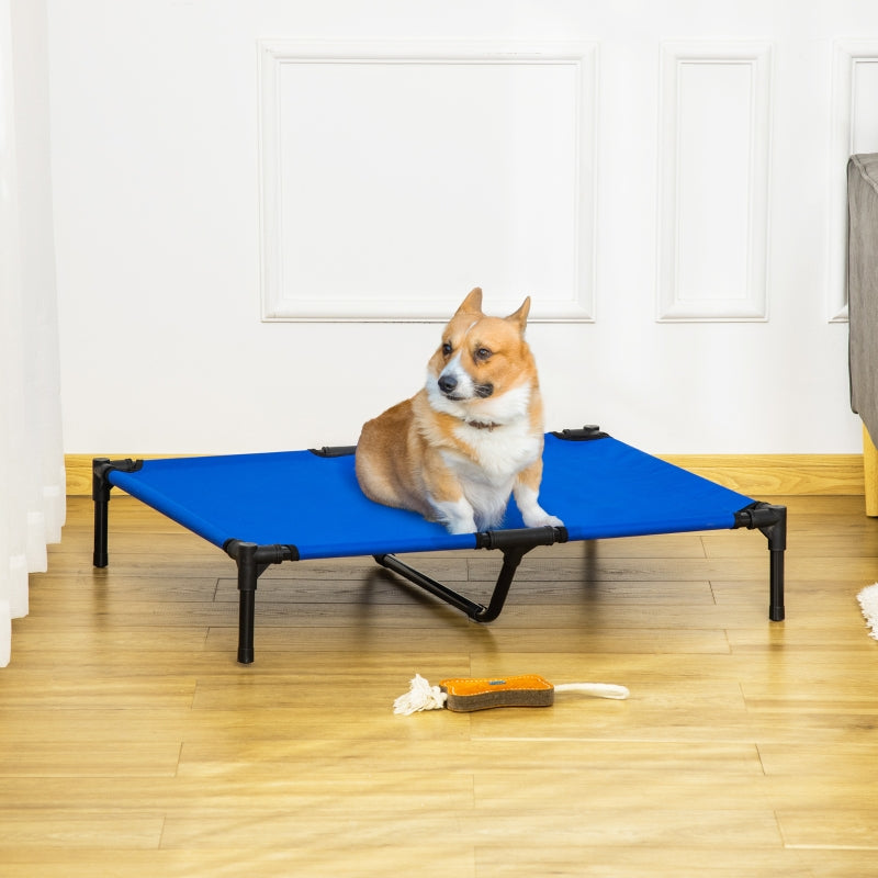 Raised Dog Bed Elevated Portable Camping with Metal Frame Blue