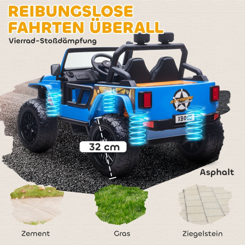 Electric Ride-on Car with Parent-Child Seat and 12V Battery, Blue