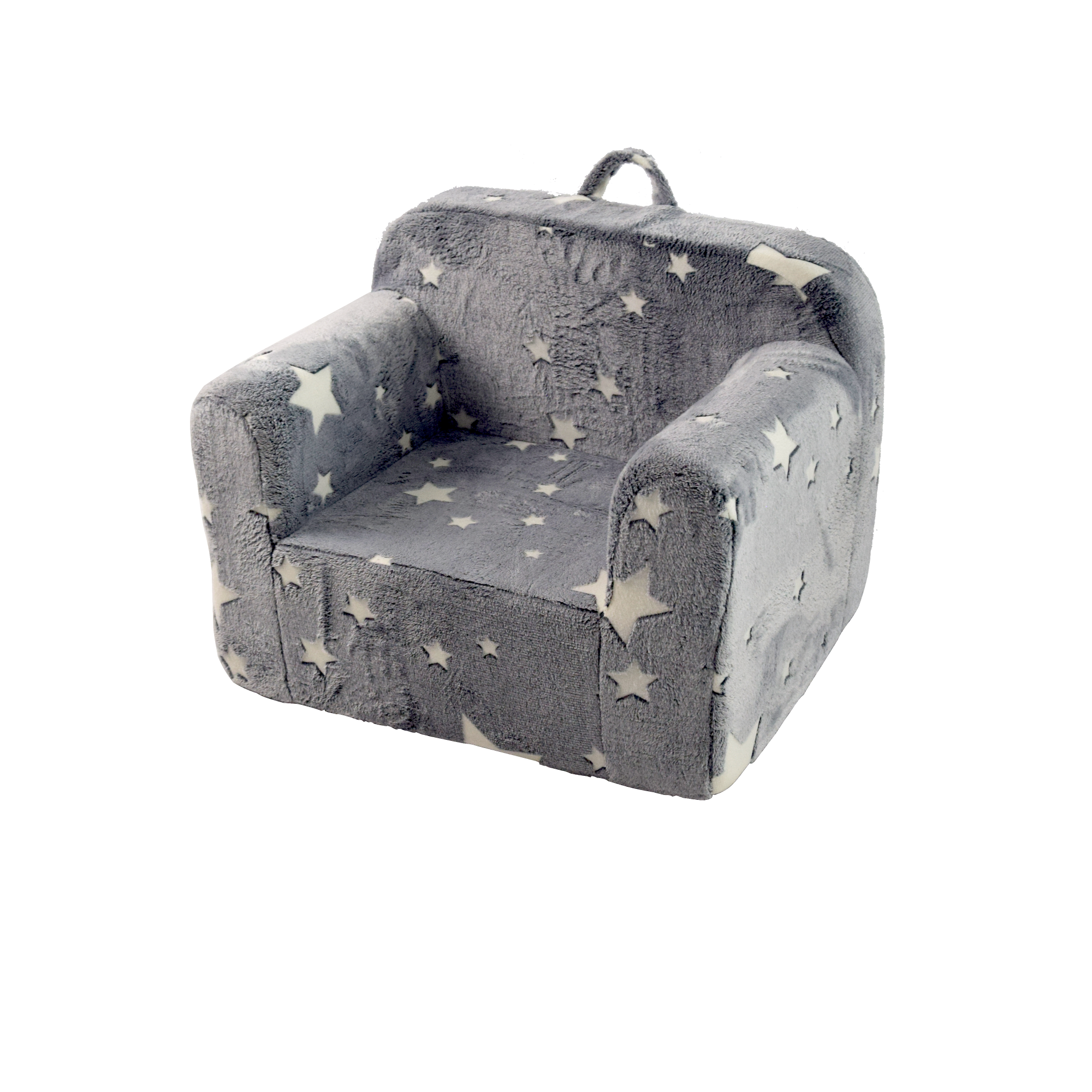 Children's Sofa, Foam Chair with Carrying Handle & Side Pockets, Grey