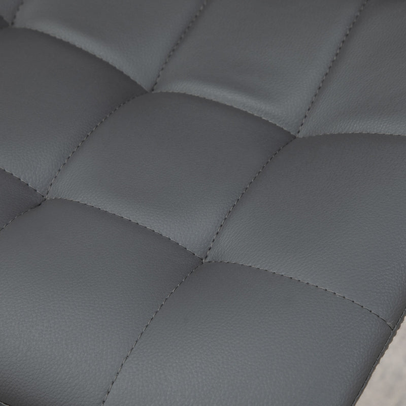 Adjustable Bar Stools Set of 2, Swivel with Tufted Seat and Back, Grey PU Leather