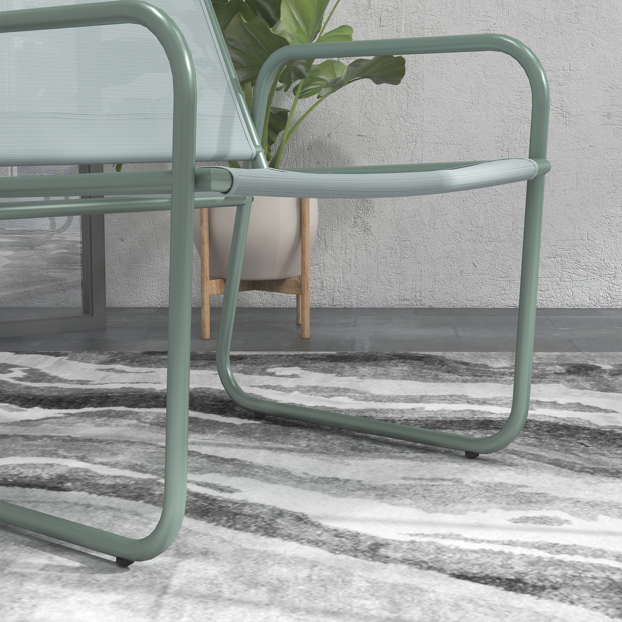 Bistro Set 3-Piece Table & 2 Chairs Mesh Green