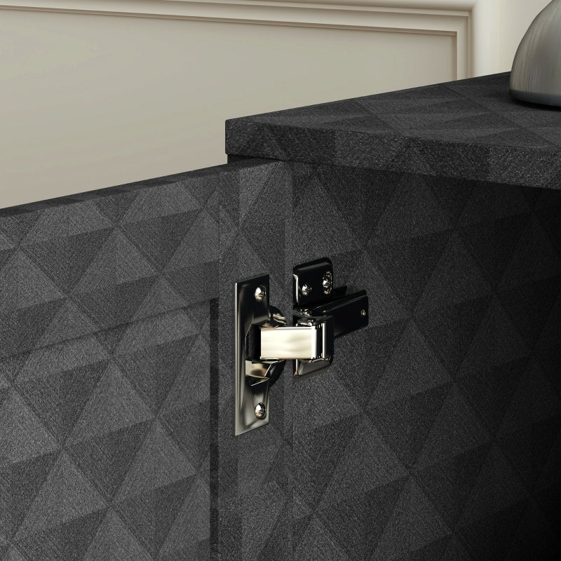 Sideboard Adjustable Shelf Freestanding Storage Cabinet Open Compartment 2 Drawers Black