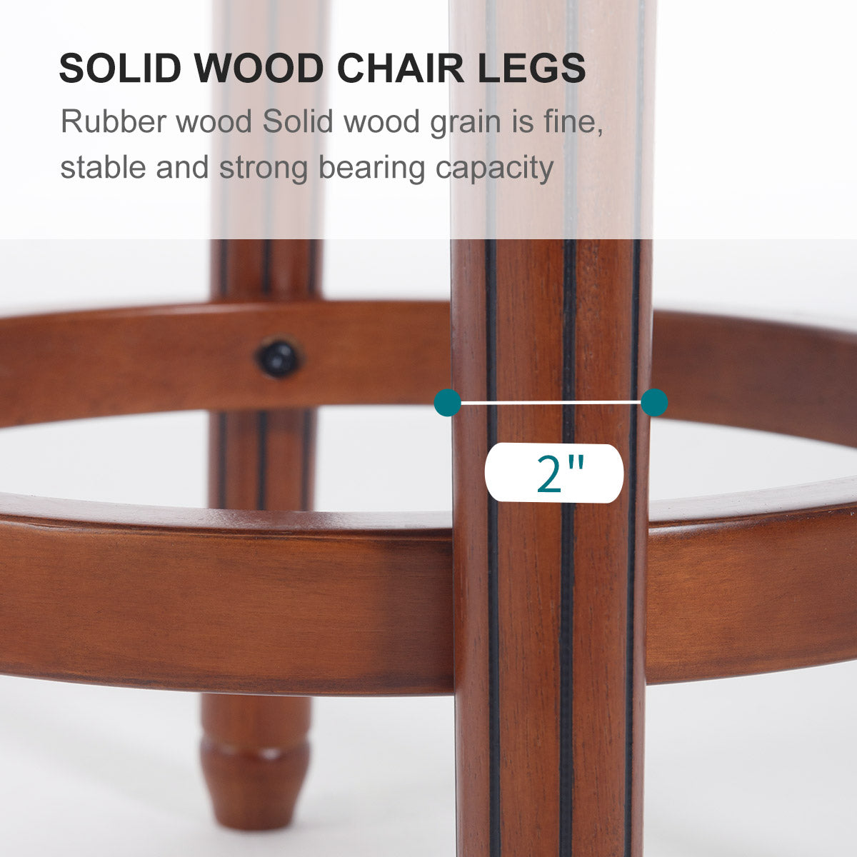 Cow Top Leather Wooden Bar Stools, 360 Degree Swivel with Backs, Bar/Counter Height, Leather