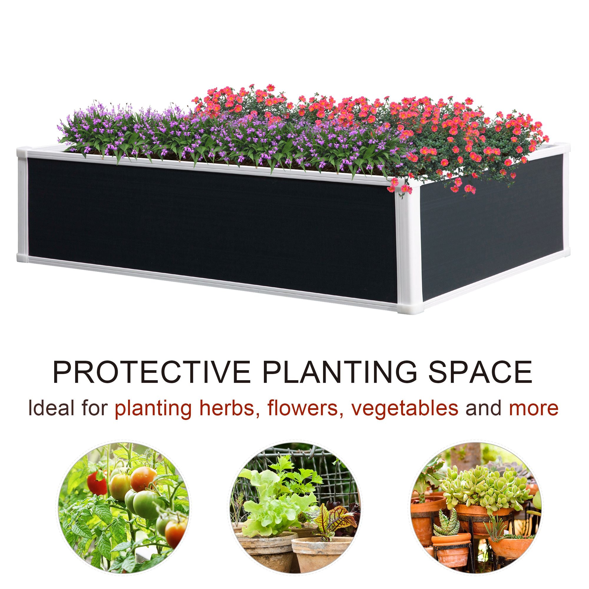 Raised Garden Bed 302L Weather-resistant 120x90x30cm PP Plastic